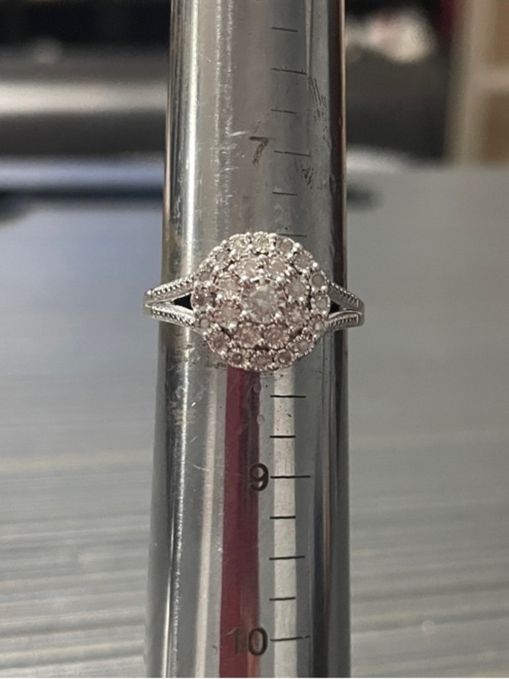 Sterling Silver Pavé Halo Natural Diamond Ring